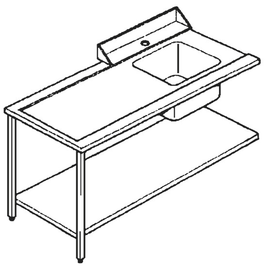 Zulauftisch links mit Becken rechts, B=1500 mm