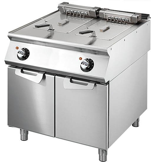 Elektro-Friteuse auf geschlossenem Unterbau, 15+15 Liter