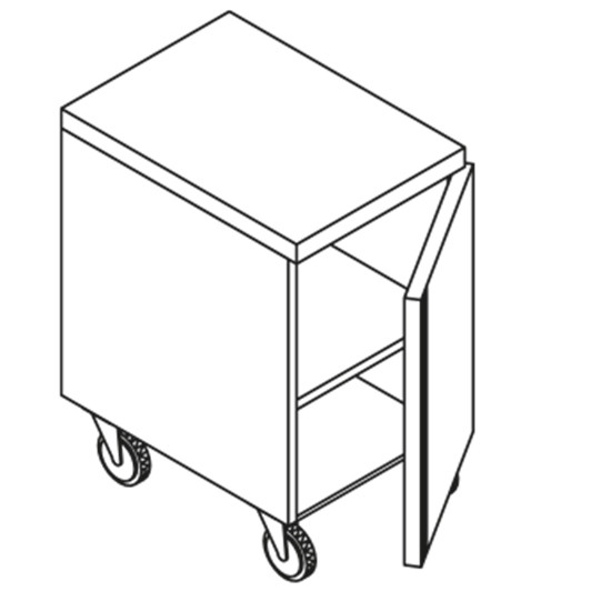 Schrank mit Flügeltür, auf Rädern, 1000x600 mm