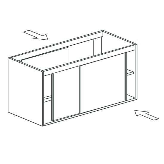 Arbeitsschrank, beidseitig bedienbar, mit Schiebetüren, 1500x700 mm