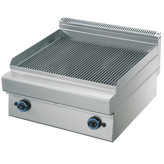 Gas-Grillplatte, Tischmodell, verchromt, gerillt