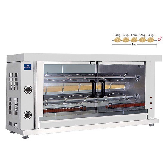 Gaß Imbiss Hähnchengrill mit Beleuchtung, 2 Spieße für 8-10 Hähnchen