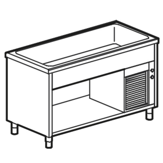 Kühlwannen-Element auf offenem Schrank, B=1500 mm, 4x GN 1/1