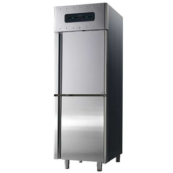 Kühlschrank, 350+350 Liter, aus Edelstahl mit 2 Temperaturbereichen, GN 2/1, -2 °C/+8 °C -10/-22 °C