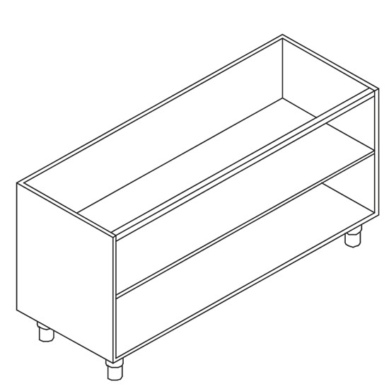 Schrank, offen, mit Zwischenbord, 900x780 mm