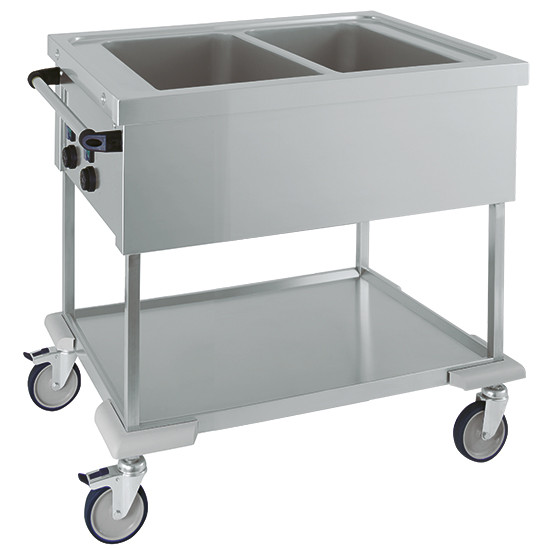 Bain Marie-Wagen mit Zwischenboden, 2 Becken, 2 Temperaturen, 2x GN 1/1