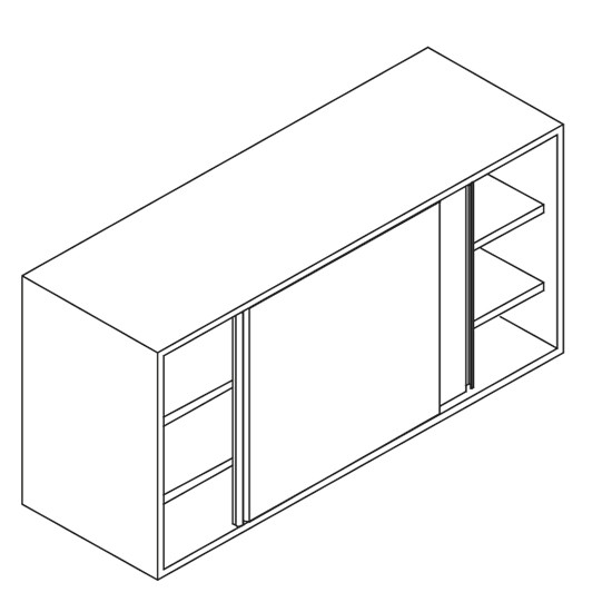 Wandhängeschrank, mit Schiebetüren, mit 2 Zwischenborde, 1200x400 mm