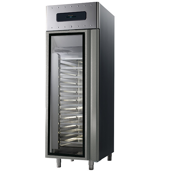 Bäckereitiefkühlschrank 600x400 mm 700 Liter aus Edelstahl mit Glastür, -10 °C/-30 °C