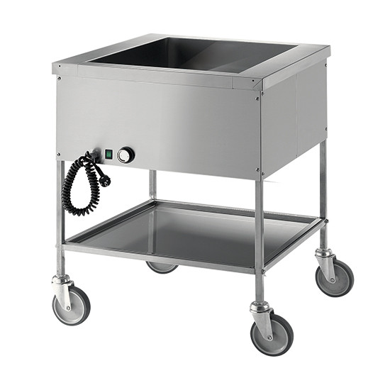 Bain Marie-Wagen mit Zwischenboden, 1 Becken, 1 Temperatur, 3x GN 1/1