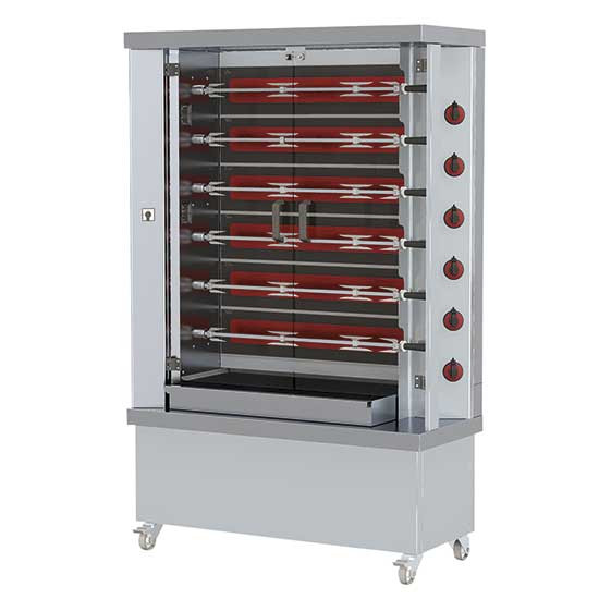 Elektro-Hähnchengrill mit Beleuchtung, 9 Spieße für 36-45 Hähnchen