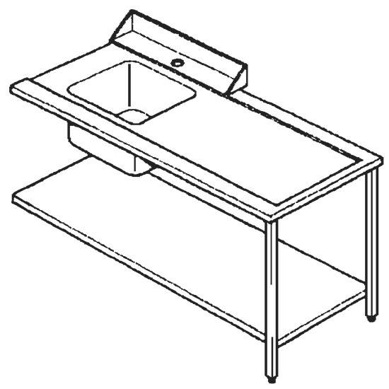 Zulauftisch rechts mit Becken links, B=1500 mm