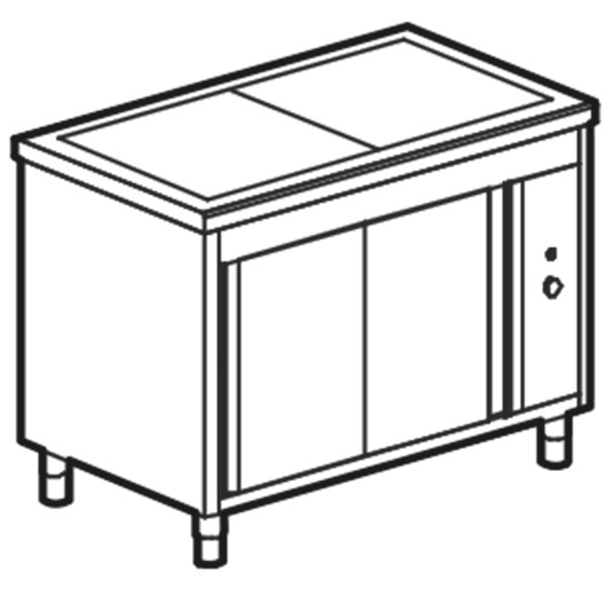 Warmhalteplatten-Element mit vorgespanntem Glas auf Wärmeschrank, B=1500 mm, 4x GN 1/1