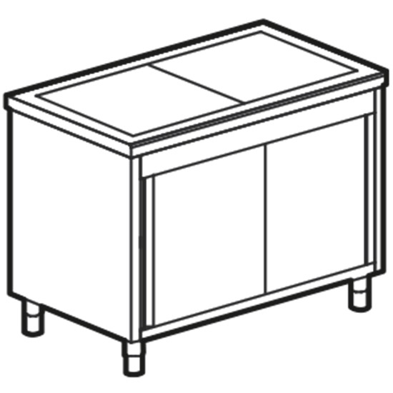 Warmhalteplatten-Element mit vorgespanntem Glas auf geschlossenem Schrank, B=2000 mm, 5x GN 1/1